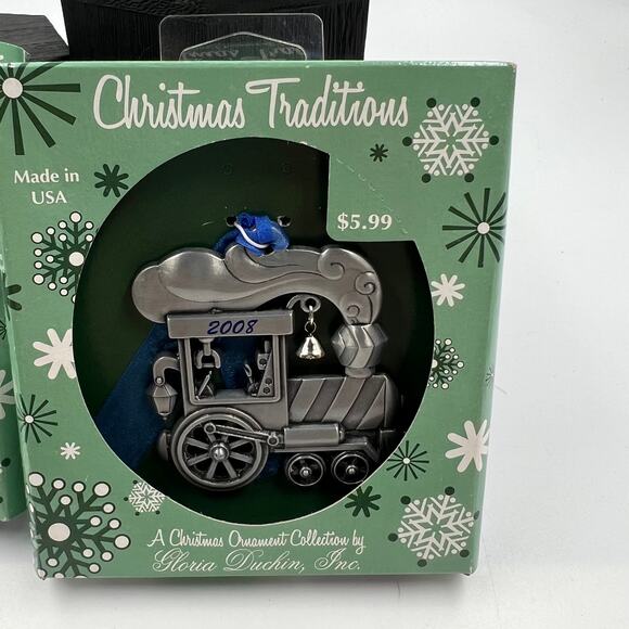 Christmas Traditions Silver Tone Ornaments Gloria Duchin Inc 2008 Sailboat Train - Picture 3 of 9
